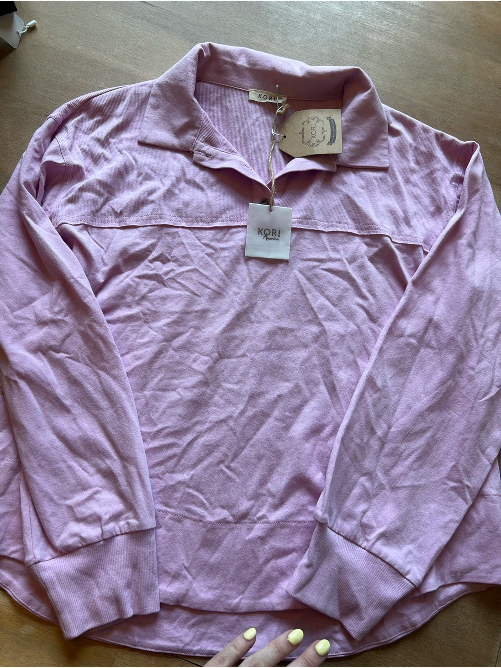 Kori Light Pink Long Sleeve Polo Top